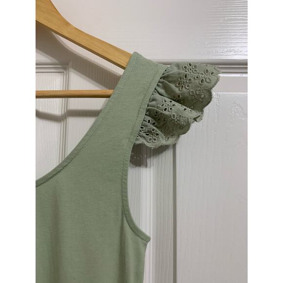 Vero Moda Broderie Frill shoulder bodysuit green size Large NEW - Picture 4 of 8